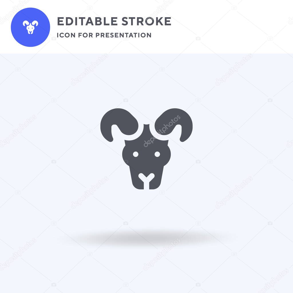 Aries icon vector, filled flat sign, solid pictogram isolated on white, logo illustration. Aries icon for presentation.