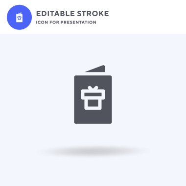 Hediye kartı simgesi vektörü, düz tabela, beyaz üzerine izole edilmiş katı resim, logo illüstrasyonu. Sunum için Hediye Kartı simgesi.