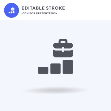 Çalışan ikon vektörü, düz tabela, beyaz üzerine izole edilmiş katı resim, logo illüstrasyonu. Sunum için çalışan simge.