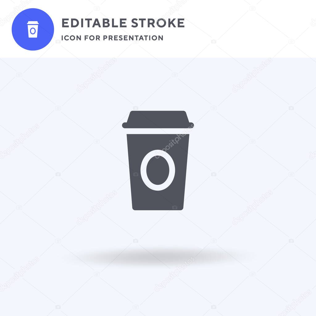 Coffee icon vector, filled flat sign, solid pictogram isolated on white, logo illustration. Coffee icon for presentation.