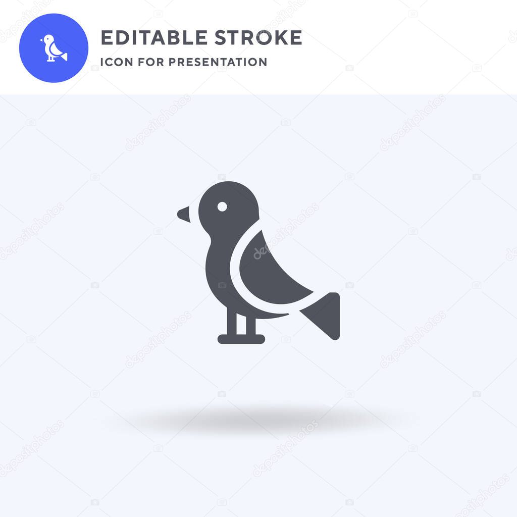 Bird icon vector, filled flat sign, solid pictogram isolated on white, logo illustration. Bird icon for presentation.