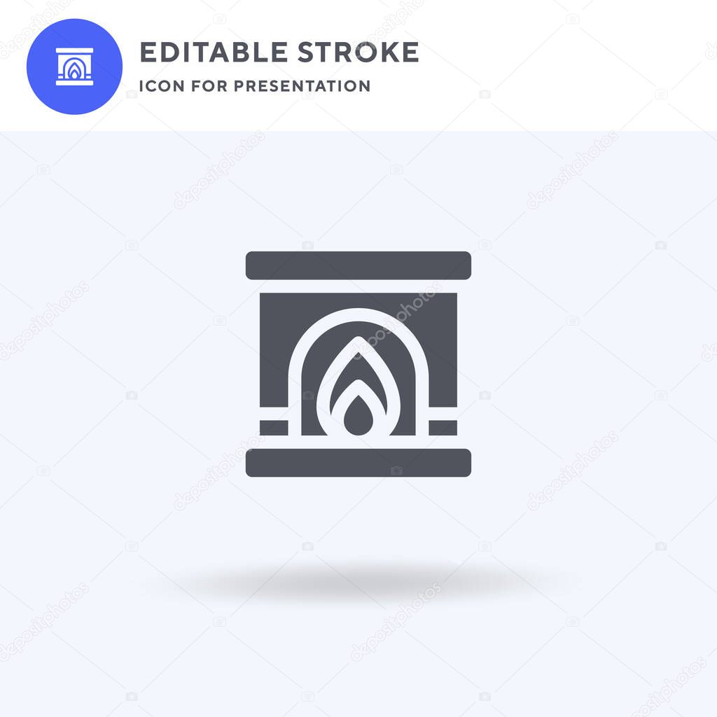 Fireplace icon vector, filled flat sign, solid pictogram isolated on white, logo illustration. Fireplace icon for presentation.