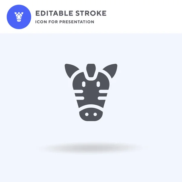 Zebra Ikon Vektor Fylld Platt Skylt Fast Piktogram Isolerad Vitt — Stock vektor