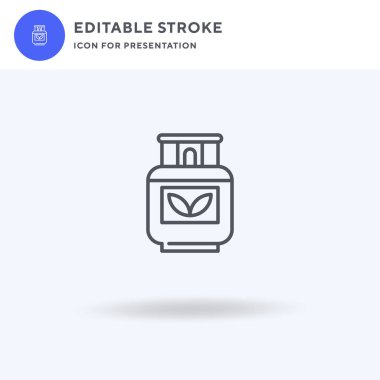 Biyogaz ikon vektörü, düz tabela, beyaz üzerine izole edilmiş katı piktogram, logo illüstrasyonu. Sunum için biyogaz simgesi.