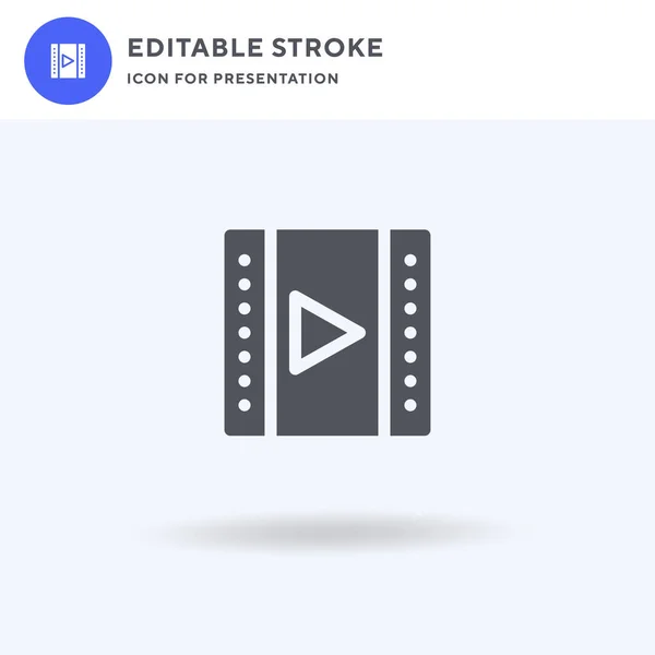 Video Clip Vector Icono Lleno Signo Plano Pictograma Sólido Aislado — Archivo Imágenes Vectoriales
