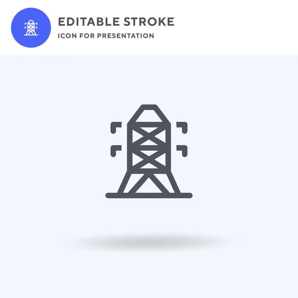 Icono Torre Eléctrica Vector Signo Plano Lleno Pictograma Sólido Aislado — Vector de stock