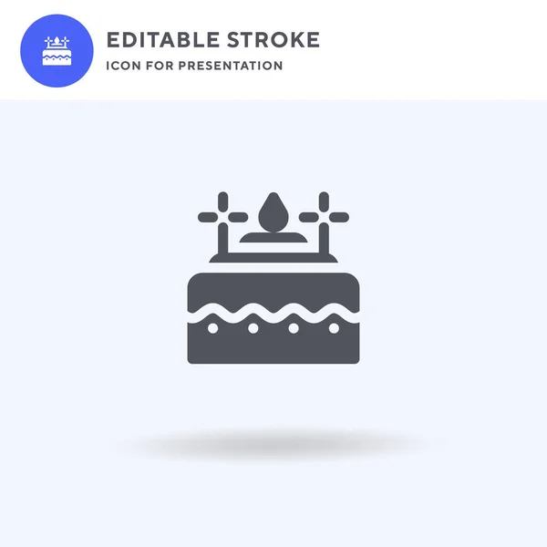 Vecteur d'icône de gâteau d'anniversaire, panneau plat rempli, pictogramme solide isolé sur blanc, illustration du logo. Icône de gâteau d'anniversaire pour la présentation. — Image vectorielle