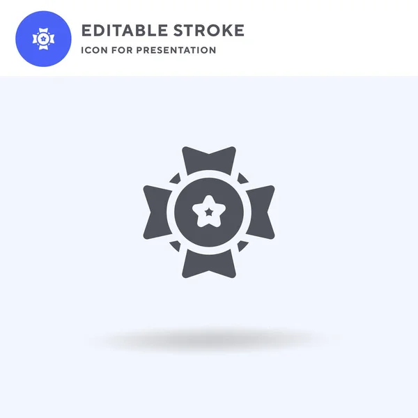 Medalha vetor ícone, sinal plano preenchido, pictograma sólido isolado em branco, ilustração do logotipo. Ícone de medalha para apresentação. — Vetor de Stock