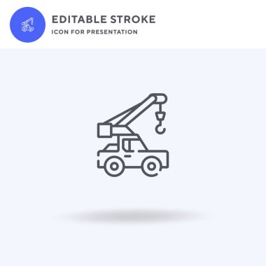 Turna simgesi vektörü, düz tabela, beyaz üzerine izole edilmiş katı resim, logo illüstrasyonu. Sunum için Crane simgesi.