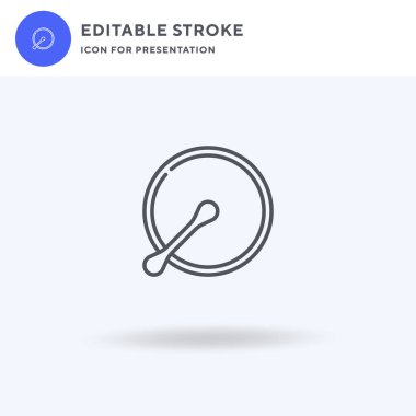 Bodhran simge vektörü, düz tabela, beyaz üzerine izole edilmiş katı resim, logo illüstrasyonu. Sunum için Bodhran simgesi.