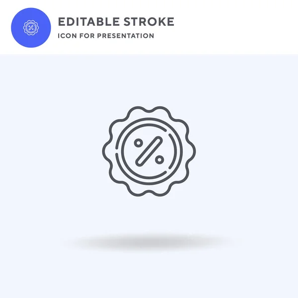 Vector Icono Descuento Signo Plano Lleno Pictograma Sólido Aislado Blanco — Vector de stock