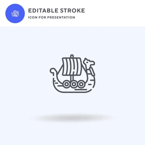 Ikona Statku Viking Wektor Wypełniony Płaski Znak Solidny Piktogram Izolowany — Wektor stockowy