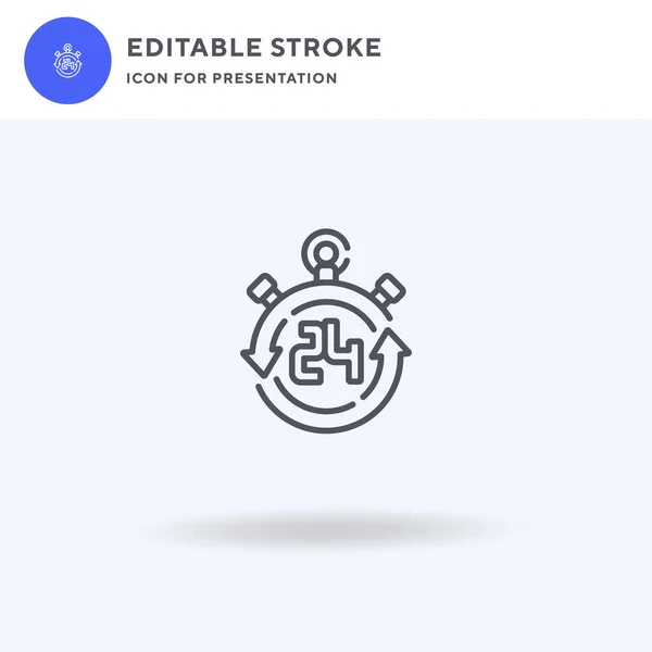 Vector Icono Horas Signo Plano Lleno Pictograma Sólido Aislado Blanco — Vector de stock