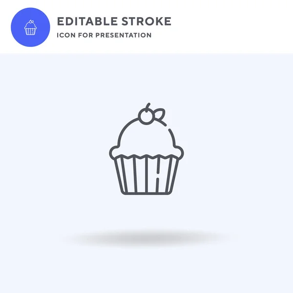 Cupcake ikona vektor, vyplněné ploché znamení, pevný piktogram izolované na bílém, logo ilustrace. Ikona dortu pro prezentaci. — Stockový vektor