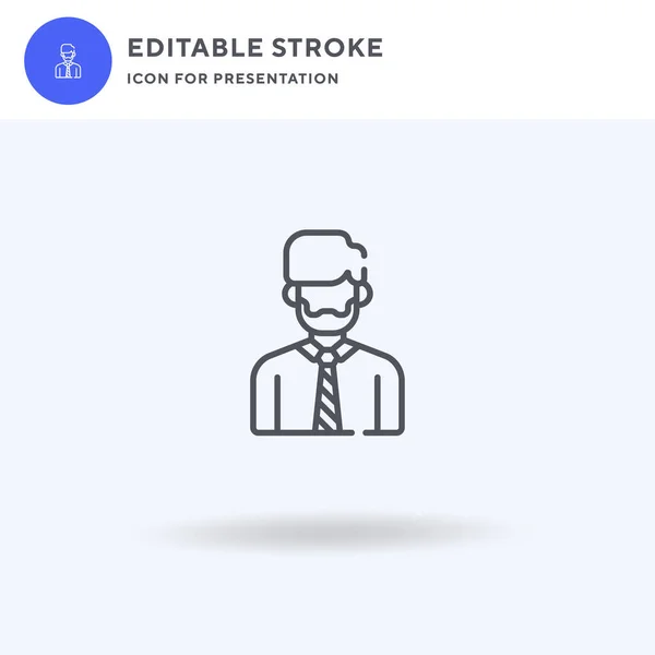 Vetor de ícone de empresário, sinal plano preenchido, pictograma sólido isolado em branco, ilustração do logotipo. Ícone de empresário para apresentação. — Vetor de Stock