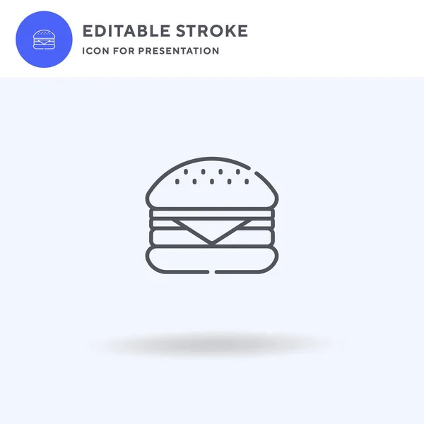 Burger-Icon-Vektor, gefülltes Flachschild, solides Piktogramm auf weiß isoliert, Logoabbildung. Burger-Ikone zur Präsentation. — Stockvektor