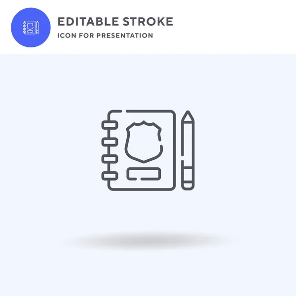 Vetor de ícone de caderno, sinal plano preenchido, pictograma sólido isolado em branco, ilustração do logotipo. Ícone de caderno para apresentação. — Vetor de Stock