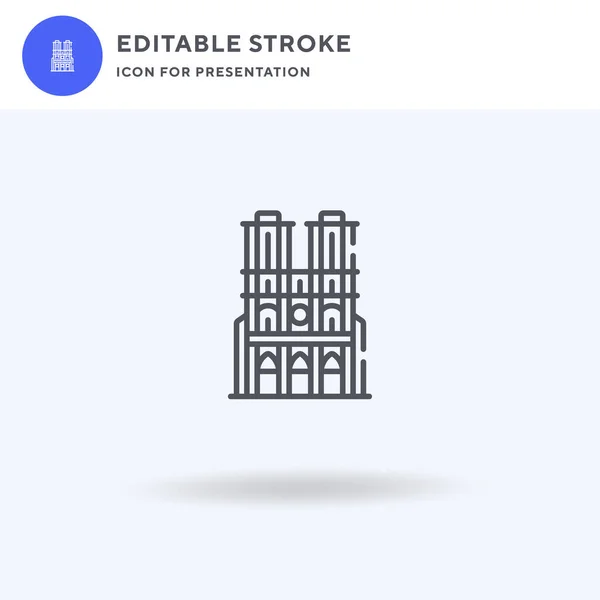 Vector de icono de Notre Dame, signo plano lleno, pictograma sólido aislado en blanco, ilustración del logotipo. Icono de Notre Dame para presentación. — Vector de stock