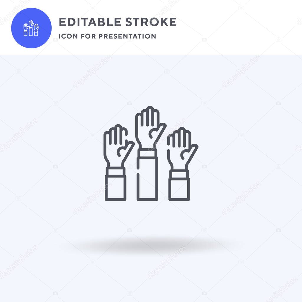 Raise Hand icon vector, filled flat sign, solid pictogram isolated on white, logo illustration. Raise Hand icon for presentation.