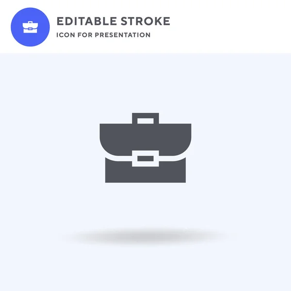 Briefcase Icon Vector Full Flat Sign Solid Pictogram Isolated White — 스톡 벡터