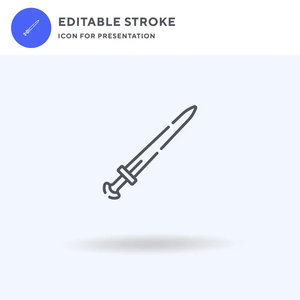 Vetor de ícone de espada, sinal plano preenchido, pictograma sólido isolado em branco, ilustração do logotipo. Ícone de espada para apresentação. — Vetor de Stock