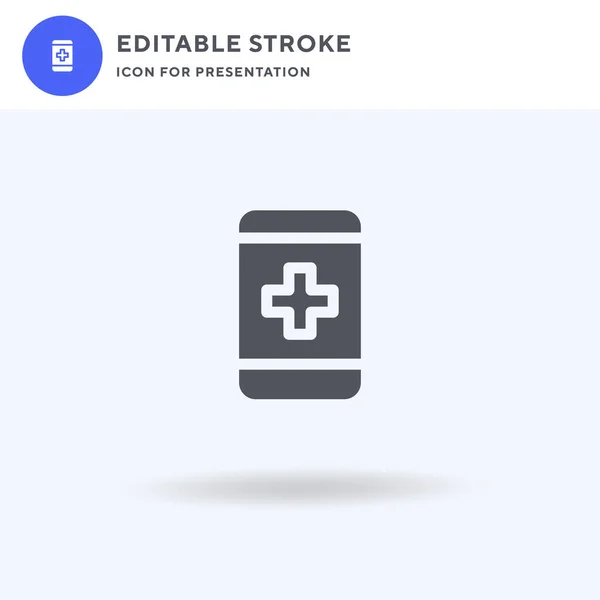 Medical App vetor ícone, sinal plano preenchido, pictograma sólido isolado em branco, ilustração do logotipo. Ícone de aplicativo médico para apresentação . — Vetor de Stock