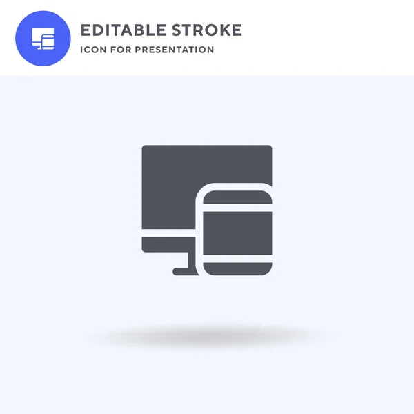 Vetor de ícone de computador, sinal plano preenchido, pictograma sólido isolado em branco, ilustração do logotipo. Ícone de computador para apresentação. — Vetor de Stock