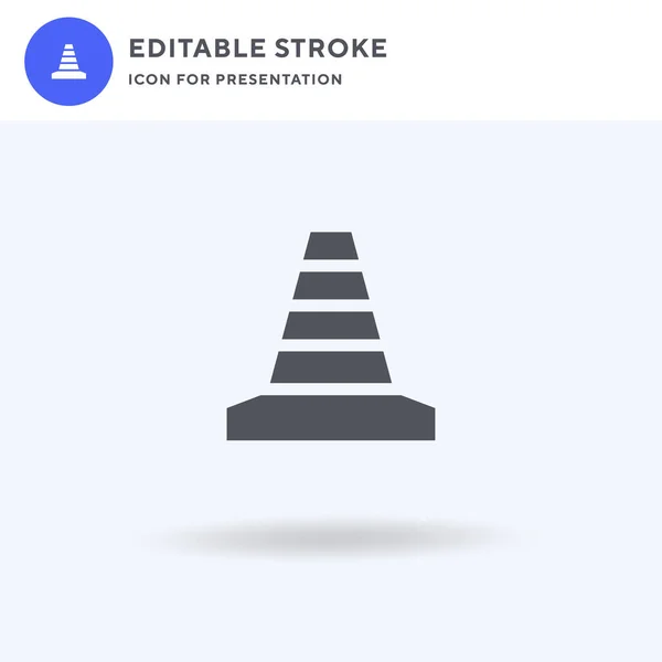 Tráfego Vetor de ícone de cone, sinal plano preenchido, pictograma sólido isolado em branco, ilustração do logotipo. Ícone de Cone de Trânsito para apresentação. —  Vetores de Stock