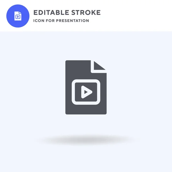 Vetor de ícone de vídeo, sinal plano preenchido, pictograma sólido isolado em branco, ilustração do logotipo. Ícone de vídeo para apresentação. — Vetor de Stock