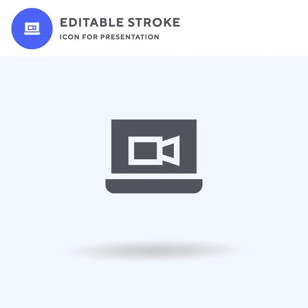 Vídeo Vetor de ícone de chamada, sinal plano preenchido, pictograma sólido isolado em branco, ilustração do logotipo. Ícone de chamada de vídeo para apresentação. — Vetor de Stock