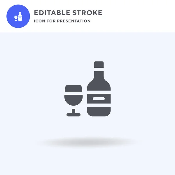 Vetor de ícone de vinho, sinal plano preenchido, pictograma sólido isolado em branco, ilustração do logotipo. Ícone de vinho para apresentação. — Vetor de Stock