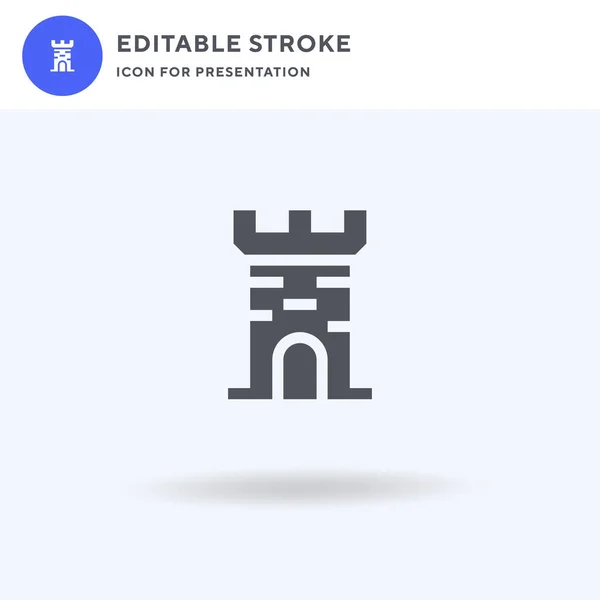 Vetor de ícone de torre, sinal plano preenchido, pictograma sólido isolado em branco, ilustração do logotipo. Ícone de torre para apresentação. — Vetor de Stock