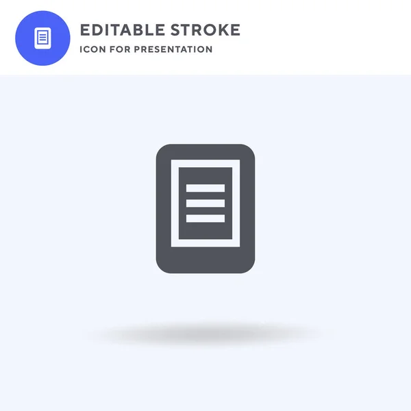 Vetor de ícone de Ebook, sinal plano preenchido, pictograma sólido isolado em branco, ilustração do logotipo. Ícone de Ebook para apresentação. — Vetor de Stock