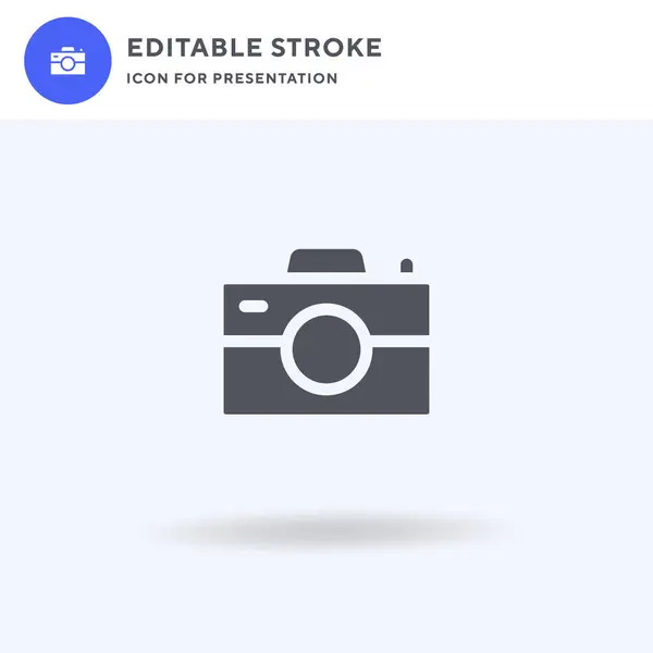 Fotocamera Icoon Vector Gevuld Plat Bord Solide Pictogram Geïsoleerd Wit — Stockvector