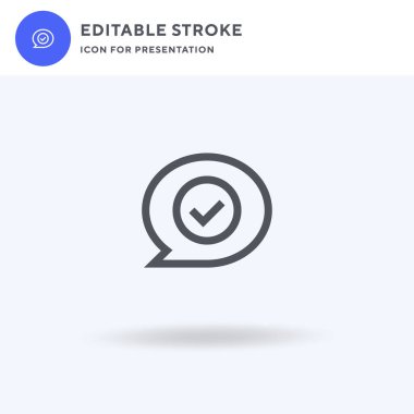 Sohbet ikonu vektörü, düz tabela, beyaz üzerine izole edilmiş katı resim, logo illüstrasyonu. Sunum için sohbet simgesi.