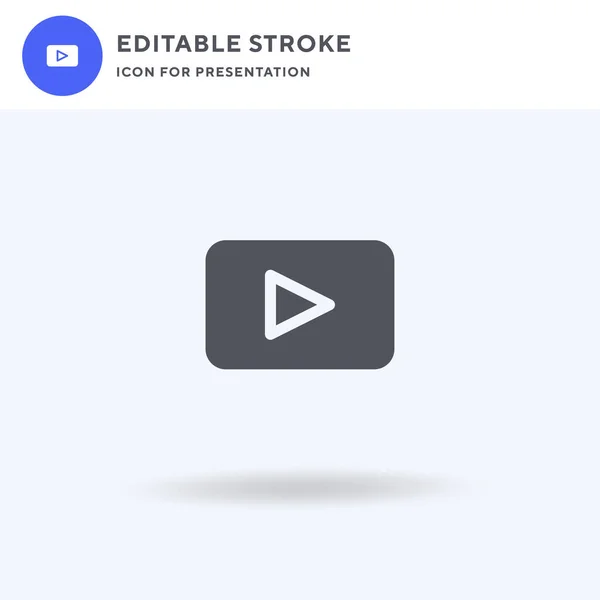 Youtube Vector Icono Lleno Signo Plano Pictograma Sólido Aislado Blanco — Archivo Imágenes Vectoriales