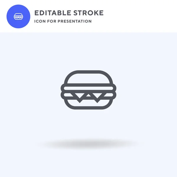 Burger Vetor Ícone Sinal Plano Preenchido Pictograma Sólido Isolado Branco — Vetor de Stock