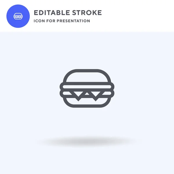 Burger Ikon Vektor Töltött Lapos Jel Szilárd Piktogram Elszigetelt Fehér — Stock Vector