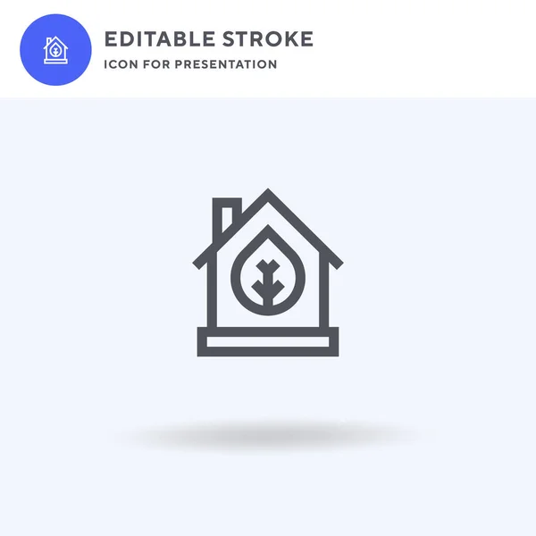 Eco House Icoon Vector Gevuld Plat Bord Solide Pictogram Geïsoleerd — Stockvector