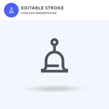 Çan simgesi vektörü, düz tabela, beyaz üzerine izole edilmiş katı resim, logo illüstrasyonu. Sunum için çan simgesi.