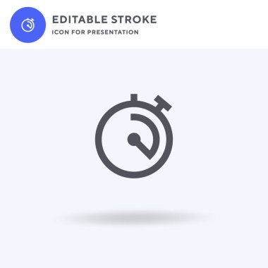 Hız göstergesi vektörü, düz tabela, beyaz üzerine izole edilmiş katı piktogram, logo illüstrasyonu. Sunum için hız göstergesi simgesi.