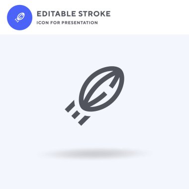 Rugby simgesi vektörü, düz tabela, beyaz üzerine izole edilmiş katı resim, logo illüstrasyonu. Sunum için rugby simgesi.