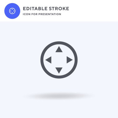 Navigasyon simgesi vektörü, düz tabela, beyaz üzerine izole edilmiş katı resim, logo illüstrasyonu. Sunum için gezinme simgesi.