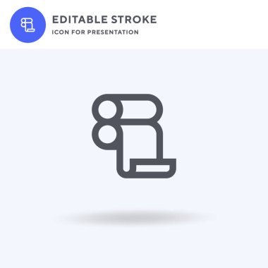 Simge vektörü yazdırılıyor, düz tabela doldurulmuş, beyaz üzerine izole edilmiş katı piktogram, logo illüstrasyonu. Sunum için simge yazdırılıyor.