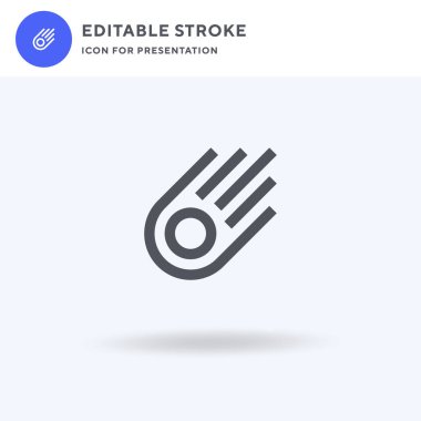 Meteorit ikon vektörü, düz tabela, beyaz üzerine izole edilmiş katı piktogram, logo çizimi. Sunum için göktaşı simgesi.