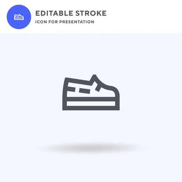 Sneakers Vetor Ícone Sinal Plano Preenchido Pictograma Sólido Isolado Branco — Vetor de Stock