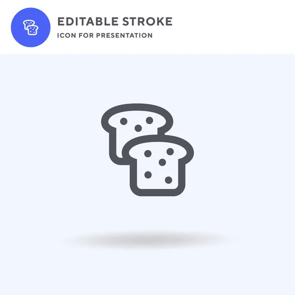Bread Icon Vector Full Flat Sign Solid Pictogram Isolated White — 스톡 벡터