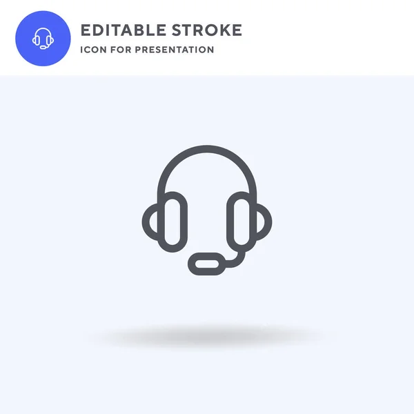 Headphones Vetor Ícone Sinal Plano Preenchido Pictograma Sólido Isolado Branco — Vetor de Stock