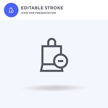 Torba simgesi vektörü, düz tabela, beyaz üzerine izole edilmiş katı resim, logo illüstrasyonu. Sunum için torba simgesi.