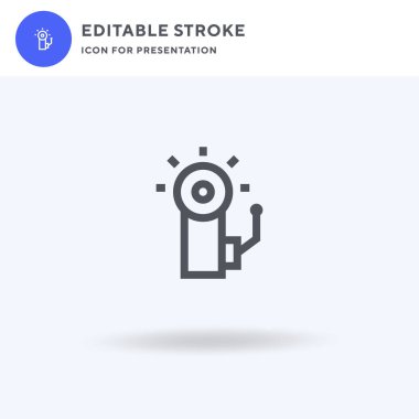 Alarm simgesi vektörü, düz tabela, beyaz üzerine izole edilmiş katı resim, logo illüstrasyonu. Sunum için alarm simgesi.